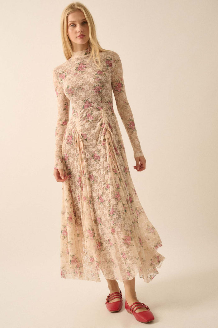 Garden of Delights Floral-Print Lace Maxi Dress - ShopPromesa