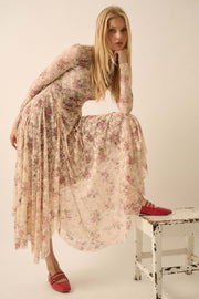 Garden of Delights Floral-Print Lace Maxi Dress - ShopPromesa