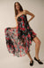 Rose Bouquet Strapless Asymmetrical Floral Dress - ShopPromesa