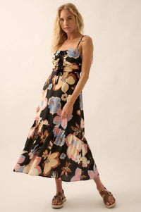 Grow for It Textured Floral Tie-Front Midi Dress - ShopPromesa