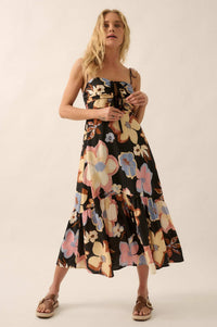 Grow for It Textured Floral Tie-Front Midi Dress - ShopPromesa