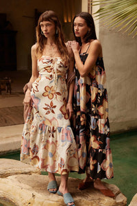 Grow for It Textured Floral Tie-Front Midi Dress - ShopPromesa