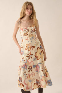 Grow for It Textured Floral Tie-Front Midi Dress - ShopPromesa