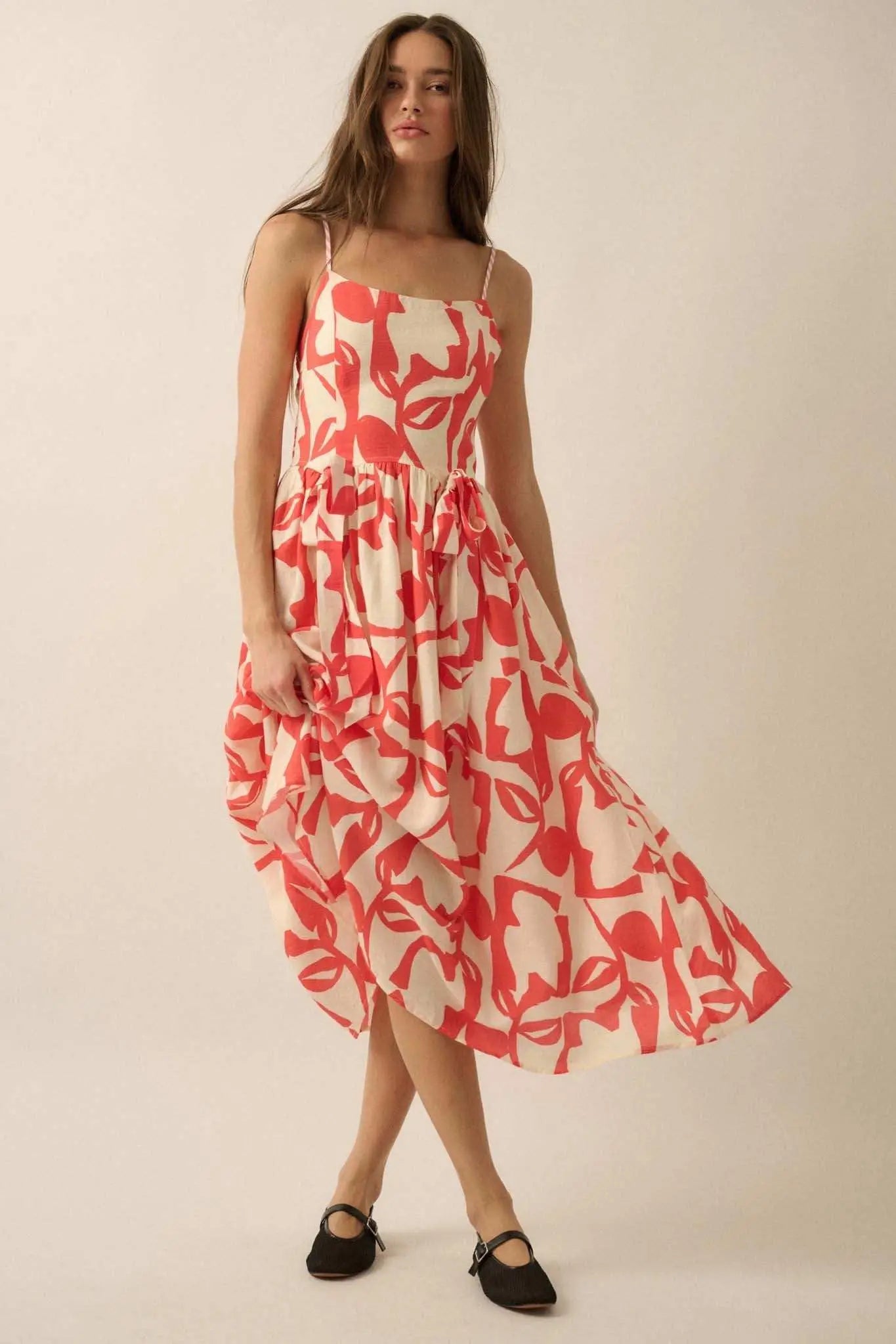 bold midi dress Mix Bold Floral Tiered Midi Dress