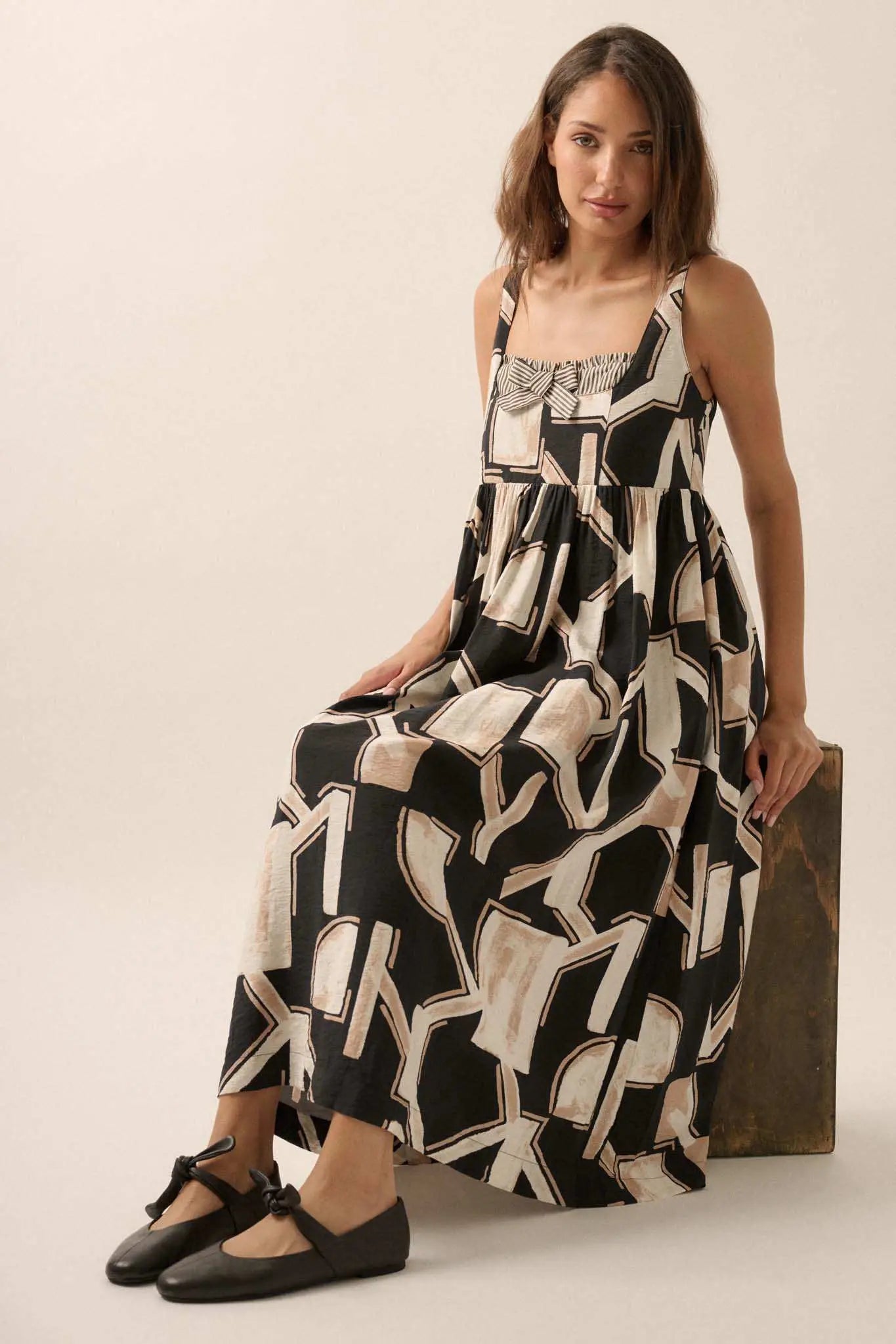Emma Abstract Print Midi Dress L Emma Abstract Print Midi Dress L
