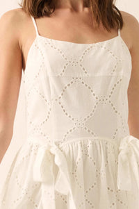 Sunday Girl Eyelet Lace Bow-Detail Midi Dress - ShopPromesa