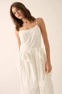 Sunday Girl Eyelet Lace Bow-Detail Midi Dress - ShopPromesa