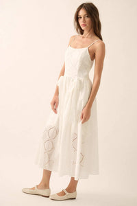 Sunday Girl Eyelet Lace Bow-Detail Midi Dress - ShopPromesa