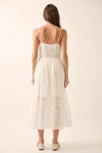 Sunday Girl Eyelet Lace Bow-Detail Midi Dress - ShopPromesa