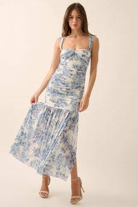 Dewy Dreams Floral Mesh Off-Shoulder Maxi Dress - ShopPromesa