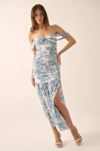 Dewy Dreams Floral Mesh Off-Shoulder Maxi Dress - ShopPromesa