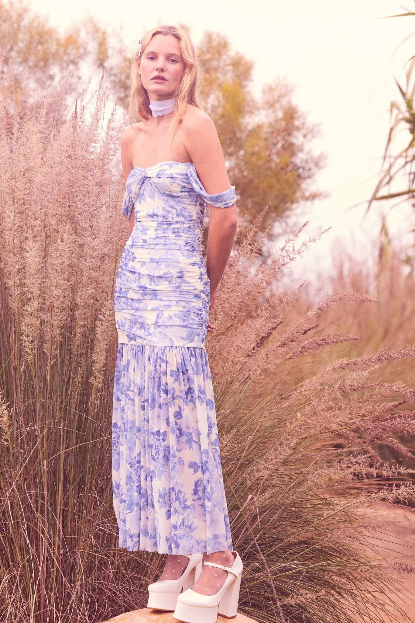field of dreams off-the-shoulder maxi dress Field Of Dreams Maxi Dress