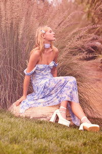 Dewy Dreams Floral Mesh Off-Shoulder Maxi Dress - ShopPromesa