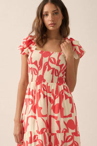 Striking Stems Abstract Floral Ruffle Midi Dress - ShopPromesa