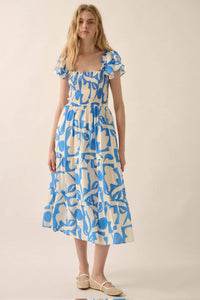 Striking Stems Abstract Floral Ruffle Midi Dress - ShopPromesa