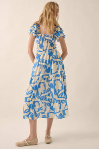Striking Stems Abstract Floral Ruffle Midi Dress - ShopPromesa