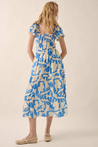 Striking Stems Abstract Floral Ruffle Midi Dress - ShopPromesa