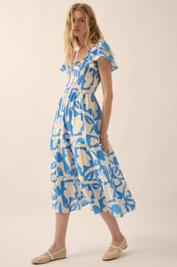 Striking Stems Abstract Floral Ruffle Midi Dress - ShopPromesa