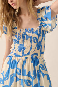 Striking Stems Abstract Floral Ruffle Midi Dress - ShopPromesa