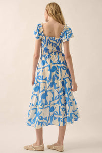 Striking Stems Abstract Floral Ruffle Midi Dress - ShopPromesa