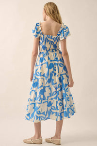 Striking Stems Abstract Floral Ruffle Midi Dress - ShopPromesa