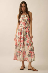 Bloom to Life Floral Mesh Smocked Maxi Dress - ShopPromesa