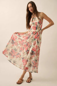 Bloom to Life Floral Mesh Smocked Maxi Dress - ShopPromesa