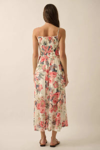 Bloom to Life Floral Mesh Smocked Maxi Dress - ShopPromesa