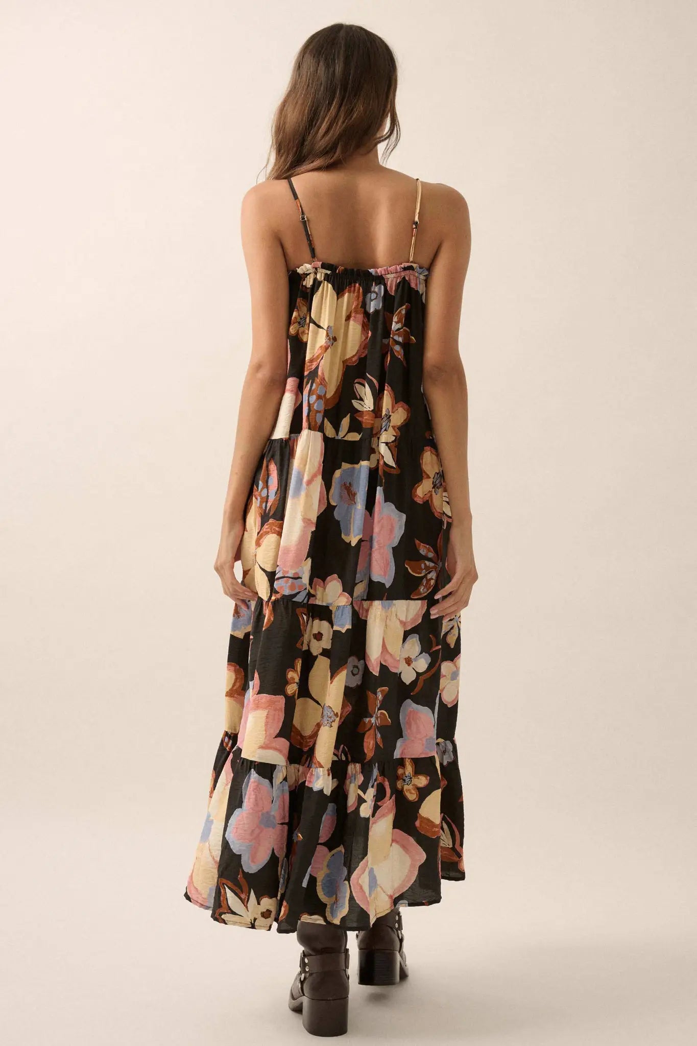 Growing Places Textured Floral Tiered Maxi Dress - ShopPromesa