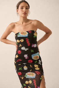 Mambo Italiano Printed Mesh Strapless Maxi Dress - ShopPromesa