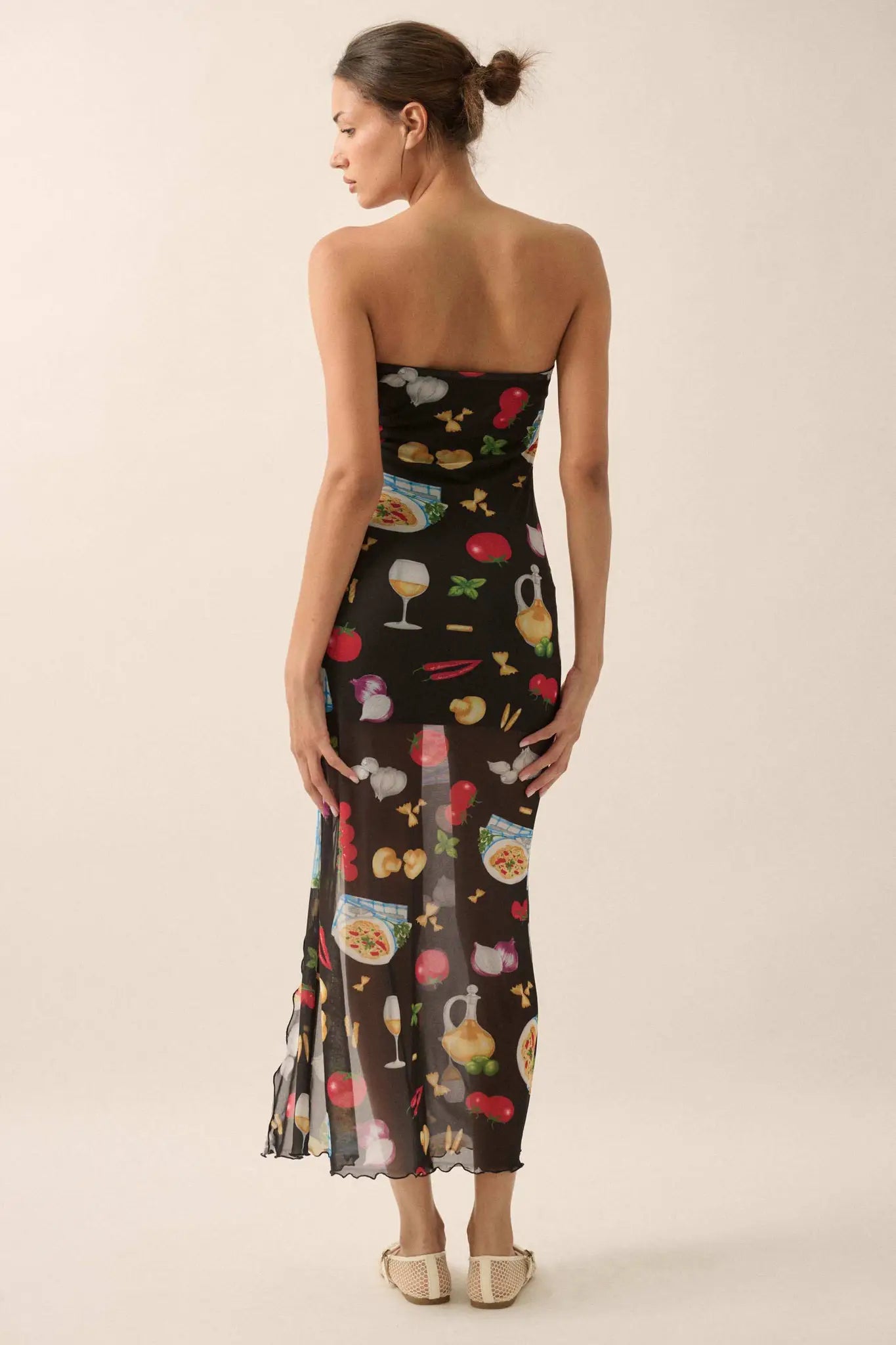 Mambo Italiano Printed Mesh Strapless Maxi Dress - ShopPromesa