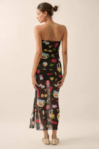 Mambo Italiano Printed Mesh Strapless Maxi Dress - ShopPromesa