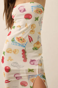 Mambo Italiano Printed Mesh Strapless Maxi Dress - ShopPromesa