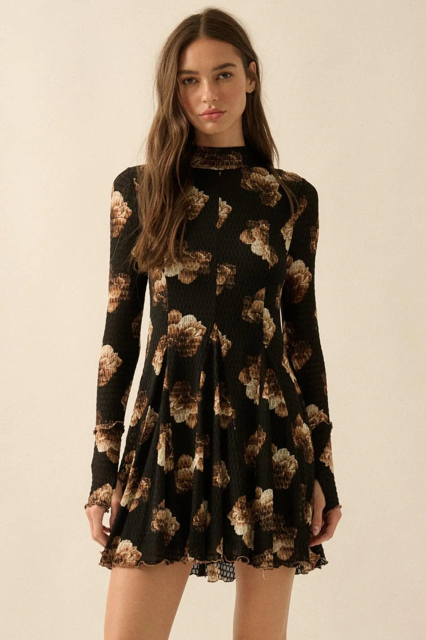 Sweet Bouquet Floral Honeycomb Mesh Mini Dress - ShopPromesa