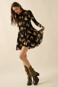 Sweet Bouquet Floral Honeycomb Mesh Mini Dress - ShopPromesa