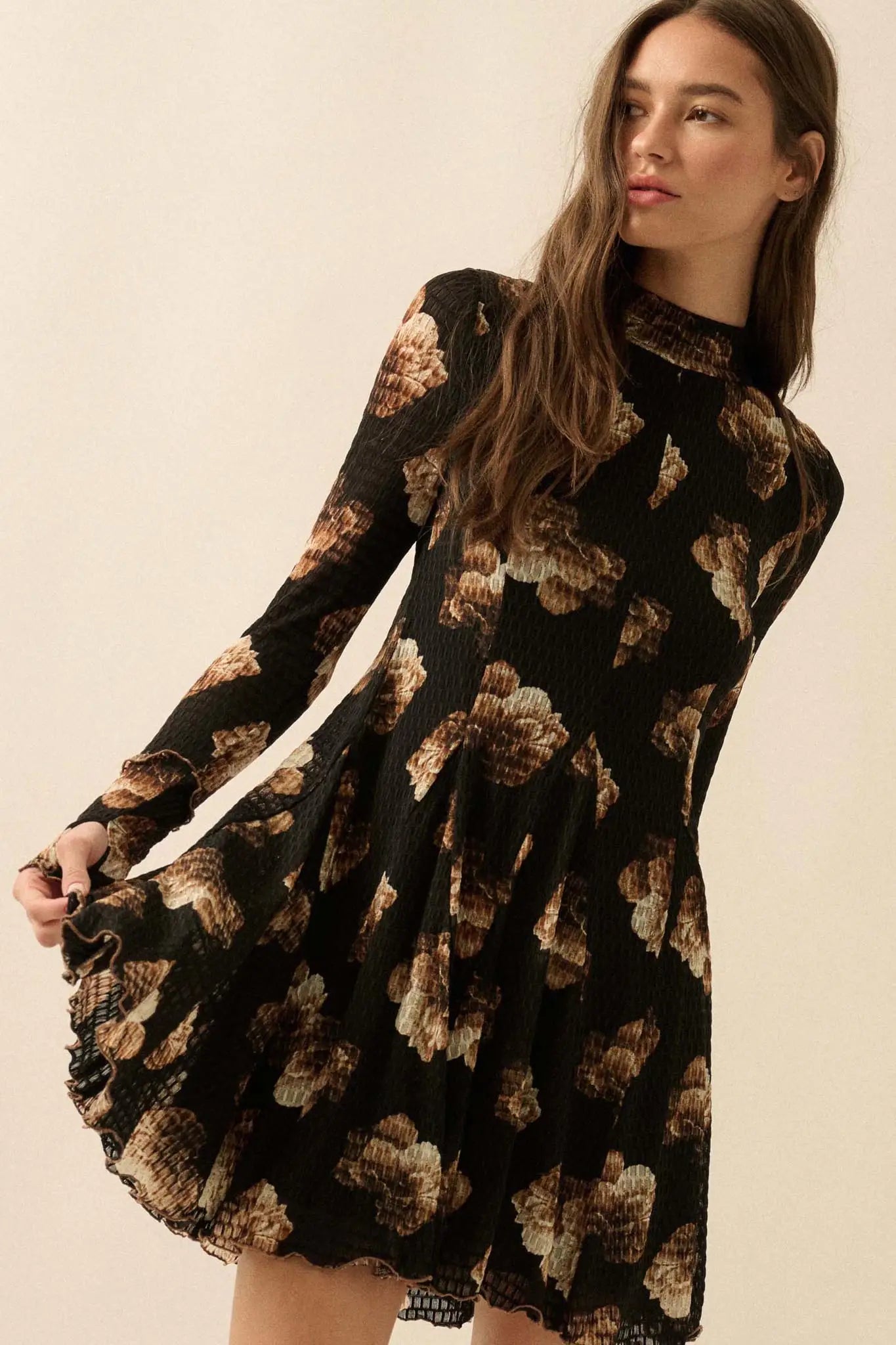 Sweet Bouquet Floral Honeycomb Mesh Mini Dress - ShopPromesa