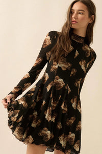 Sweet Bouquet Floral Honeycomb Mesh Mini Dress - ShopPromesa