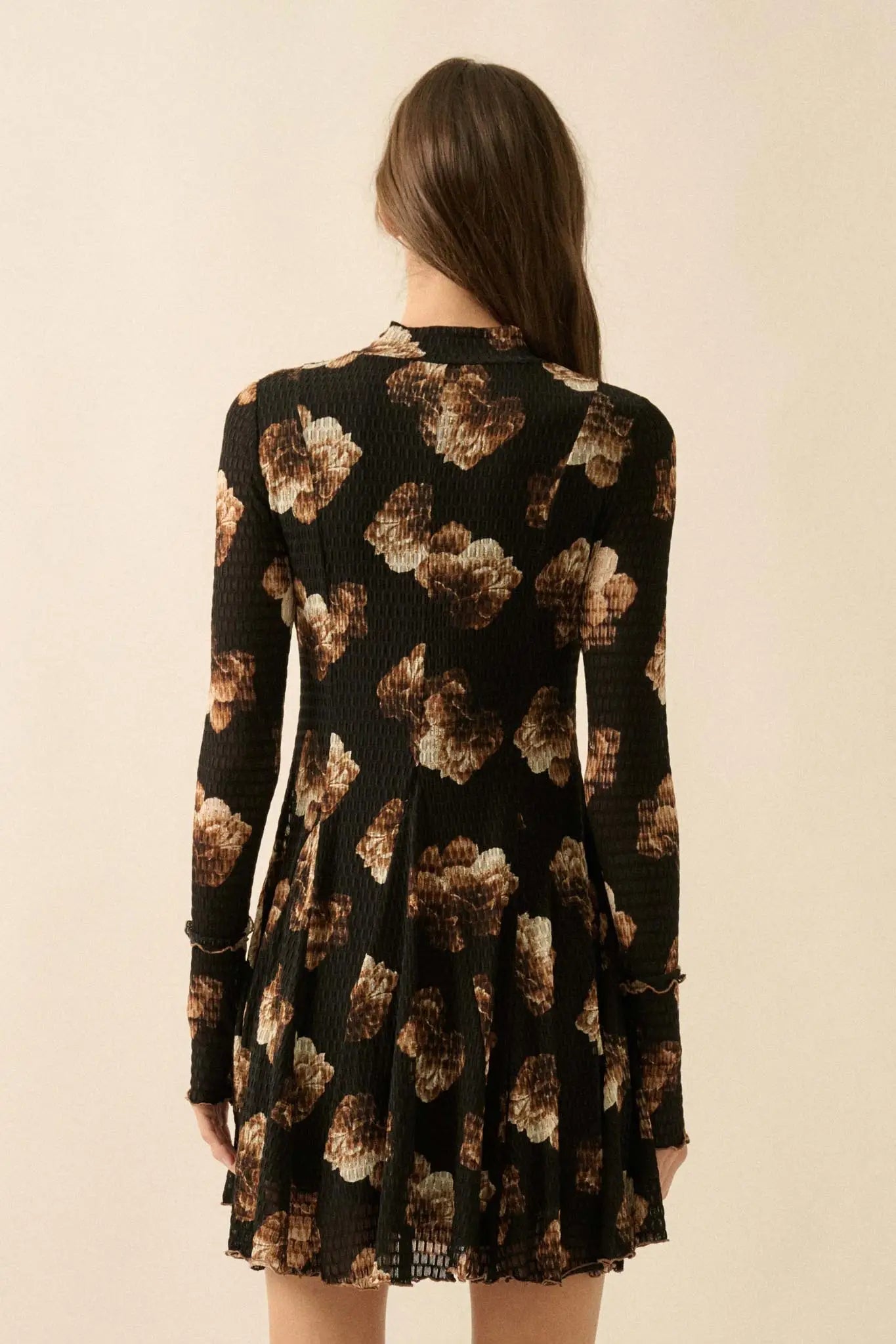 Sweet Bouquet Floral Honeycomb Mesh Mini Dress - ShopPromesa