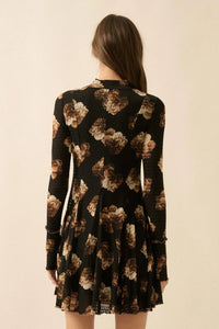 Sweet Bouquet Floral Honeycomb Mesh Mini Dress - ShopPromesa