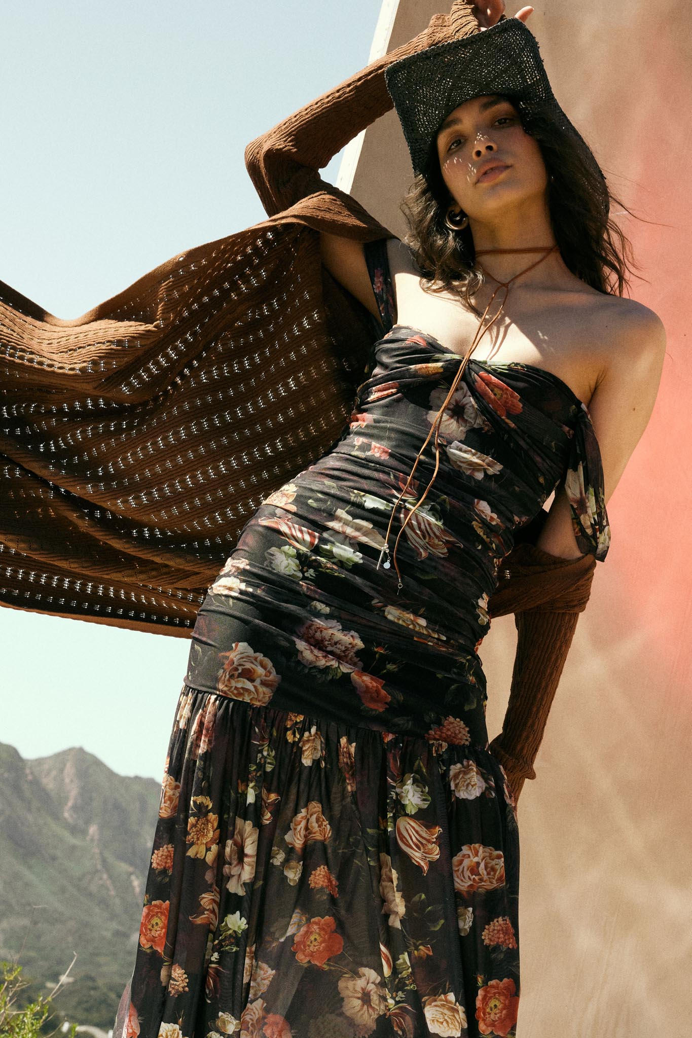 Nostalgic Beauty Floral Mesh Ruched Maxi Dress - ShopPromesa