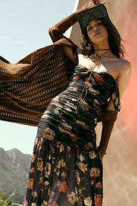 Nostalgic Beauty Floral Mesh Ruched Maxi Dress - ShopPromesa