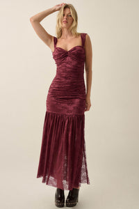 Siren Song Floral Lace Ruched Drop-Waist Maxi Dress - ShopPromesa