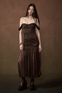 Siren Song Floral Lace Ruched Drop-Waist Maxi Dress - ShopPromesa