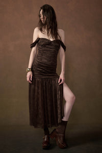 Siren Song Floral Lace Ruched Drop-Waist Maxi Dress - ShopPromesa