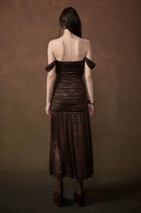 Siren Song Floral Lace Ruched Drop-Waist Maxi Dress - ShopPromesa