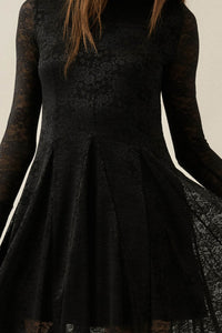 Spellbound Floral Lace Long-Sleeve Flare Mini Dress - ShopPromesa