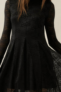 Spellbound Floral Lace Long-Sleeve Flare Mini Dress - ShopPromesa