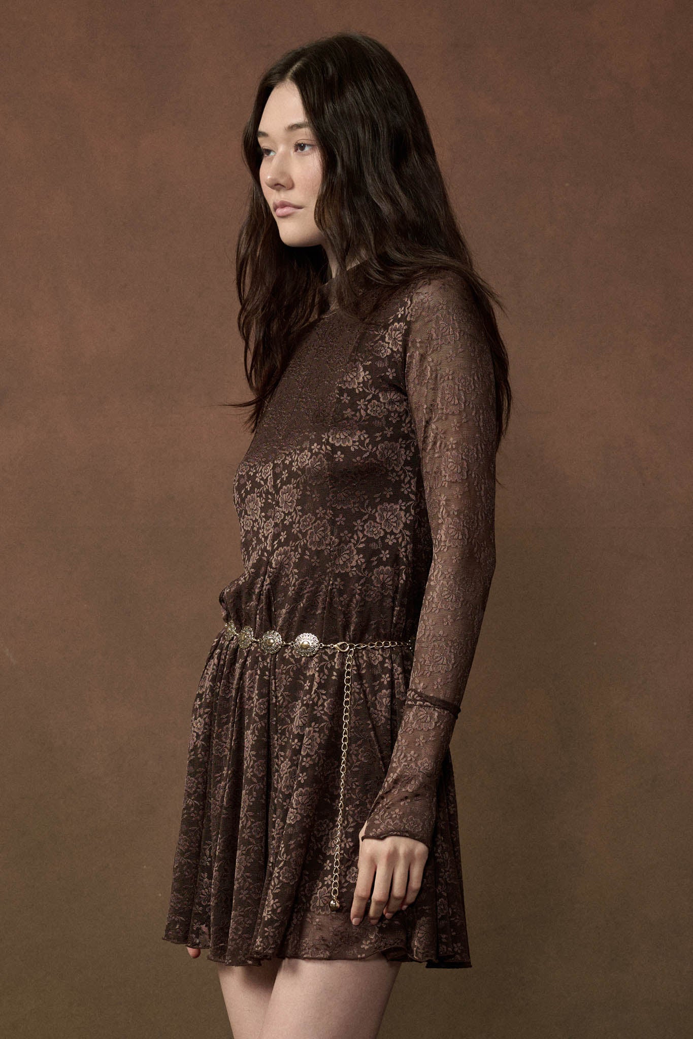 Spellbound Floral Lace Long-Sleeve Flare Mini Dress - ShopPromesa