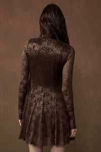 Spellbound Floral Lace Long-Sleeve Flare Mini Dress - ShopPromesa