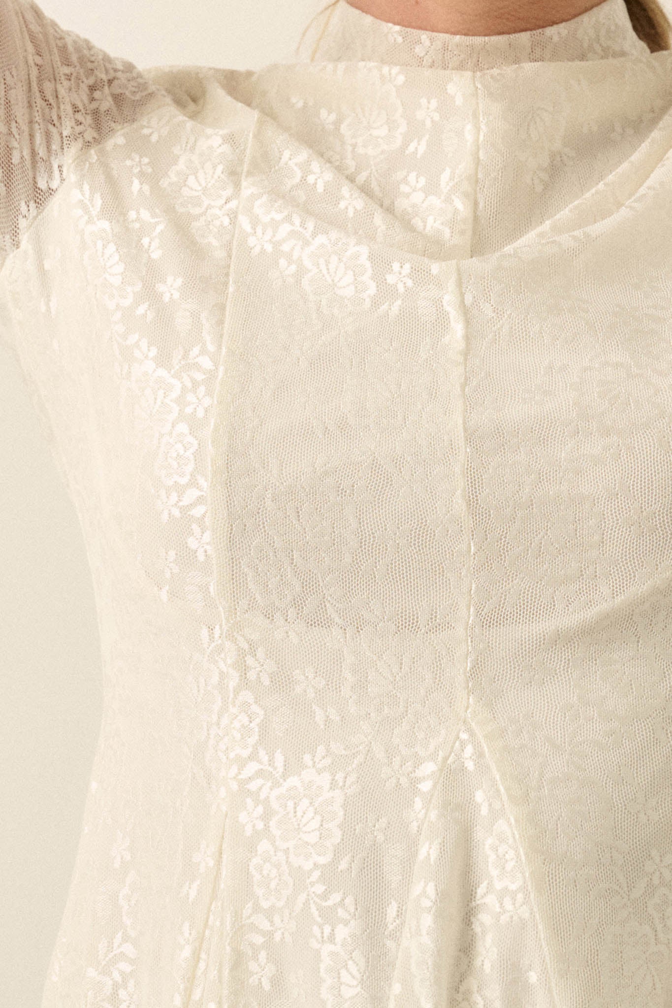 Spellbound Floral Lace Long-Sleeve Flare Mini Dress - ShopPromesa